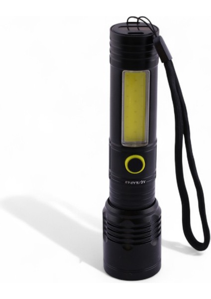 Çok Fonksiyonlu Şarjlı El Feneri Uzun Menzil Metal Kasa 10W Cob LED Işıldak Teleskopik Odaklı fırsatları