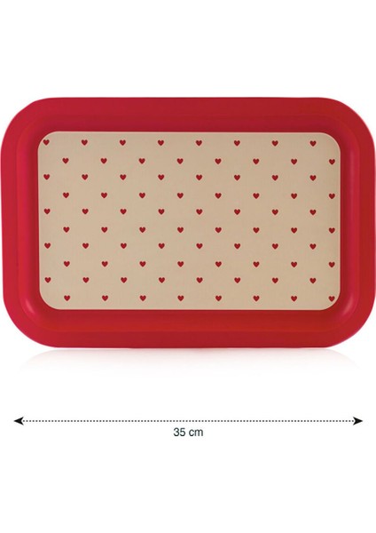 Kırmızı Kalp Desenli 30 cm Metal Tepsi, Şık ve Renkli Sunum Için Ideal fırsatları