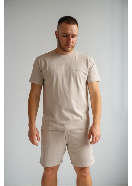 Tommy Şortlu Takım Clasic Düz Açık Bej