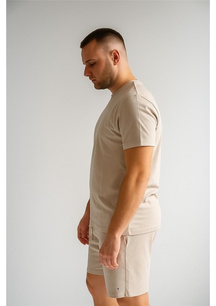 Tommy Şortlu Takım Clasic Düz Açık Bej modelleri