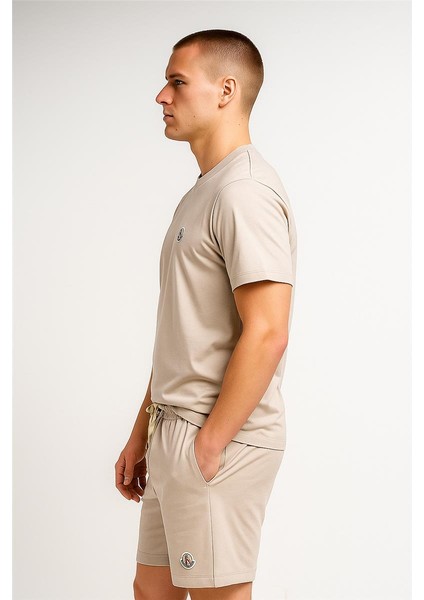 Monc Şortlu Takım Clasic Düz Açık Bej fiyatları