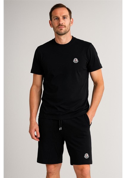 Monc Şortlu Takım Clasic Düz Siyah