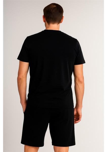 Monc Şortlu Takım Clasic Düz Siyah modelleri