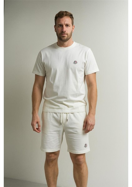 Monc Şortlu Takım Clasic Düz Beyaz