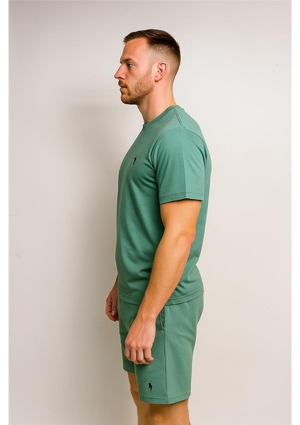 Polo Şortlu Takım Clasic Düz Su Yeşili fiyatları
