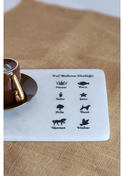 Şık Mermer Türk Kahvesi Tepsisi, Işlemeli, Sunum ve Keyifli Anlar Için Ideal modelleri