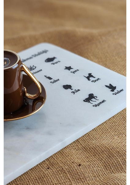 Şık Mermer Türk Kahvesi Tepsisi, Işlemeli, Sunum ve Keyifli Anlar Için Ideal fırsatları