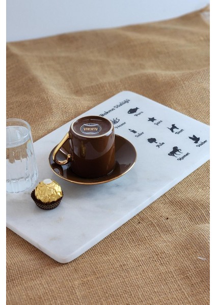 Şık Mermer Türk Kahvesi Tepsisi, Işlemeli, Sunum ve Keyifli Anlar Için Ideal indirimleri