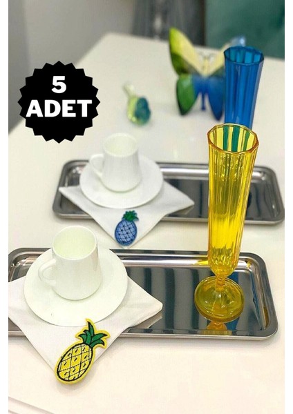 5'li Çelik Dikdörtgen Servis Tepsisi 33X13 Cm, Şık ve Dayanıklı Sunum Seti
