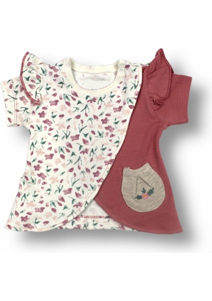 3-6 6-9 9-12 Ay Melek Kız Nakışlı Bandanalı Kısa Kollu Sweatli Şortlu 3lü Kız Bebek Takımı Nar Çiçeği fiyatları