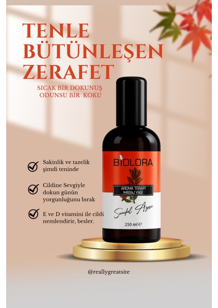 Sandal Ağacı Duyusal Haz Ve Etkili Vücut Masaj Yağı 250ml.