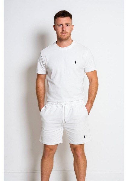Polo Şortlu Takım Clasic Düz Beyaz