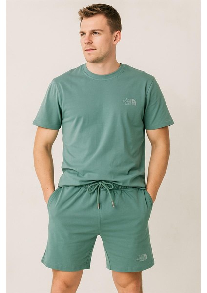 Thenortface Şort + T-Shirt Takım Yeşil
