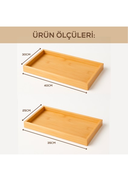 Doğal Bambu 2’li Tepsi Seti | Dikdörtgen Servis Tepsisi fiyatları