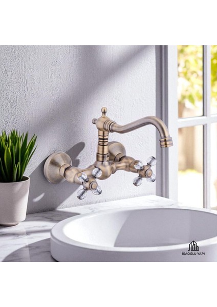 Antik Gold Duvardan Rustik Batarya Mutfak ve Banyo Uyumlu Özel Seri Eskitme Renk