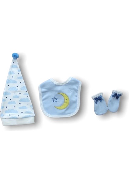 Ay Dedem Nakışlı 5li Zıbın Takımı Hastane Çıkışı Mavi modelleri