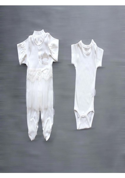 Taçlı Prensesim Nakışlı 10LU Zıbın Takımı Hastane Çıkışı Ekru fiyatları