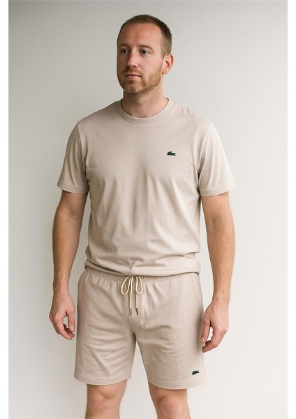 Lacco Şortlu Takım Clasic Düz Açık Bej