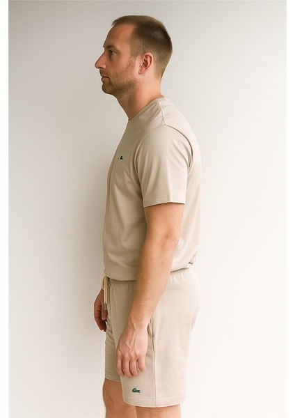 Lacco Şortlu Takım Clasic Düz Açık Bej fiyatları