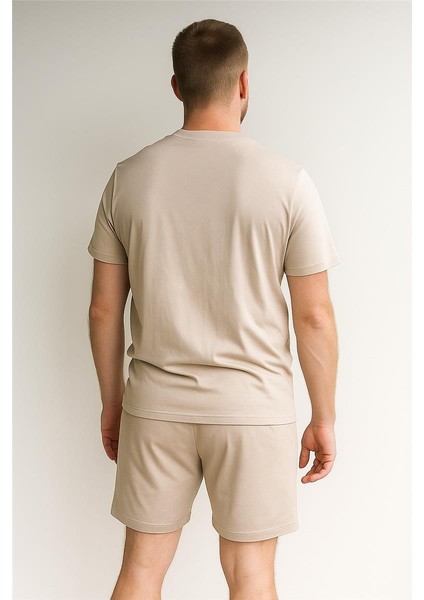Lacco Şortlu Takım Clasic Düz Açık Bej modelleri