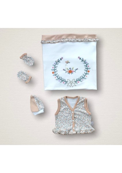 Erguvan Taç Nakışlı Kız Bebek 10LU Zıbın Takımı Hastane Çıkışı Turuncu fiyatları