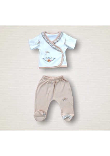 Erguvan Taç Nakışlı Kız Bebek 10LU Zıbın Takımı Hastane Çıkışı Turuncu modelleri