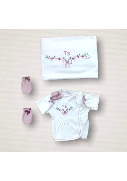 Bahar Çiçekleri Nakışlı 10LU Zıbın Takımı Hastane Çıkışı Gül Kurusu fiyatları