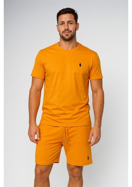Polo Şortlu Takım Clasic Düz Turuncu