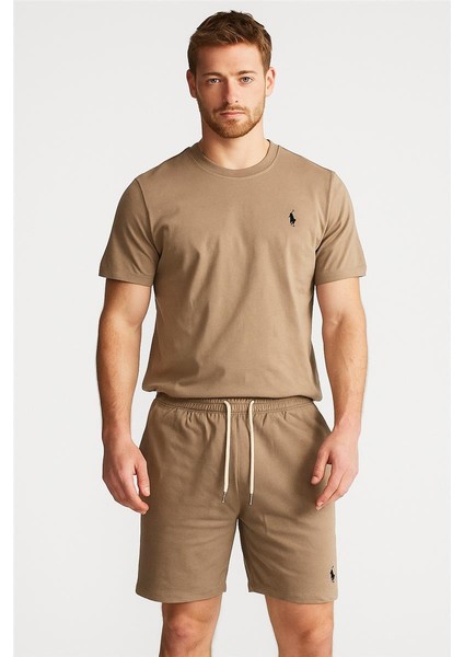 Polo Şortlu Takım Clasic Düz Bej