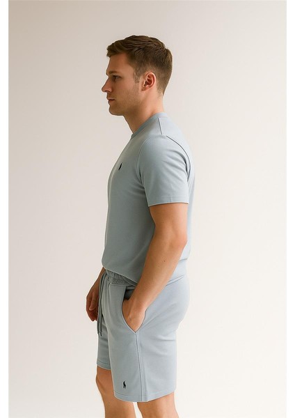 Polo Şortlu Takım Clasic Düz Buz Mavisi fiyatları
