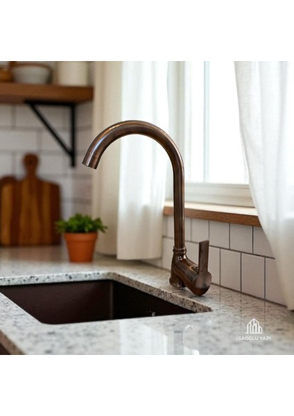 Mat Bakır Mutfak Bataryası Bakır Eskitme Evye Musluğu Pirinç Malzeme modelleri