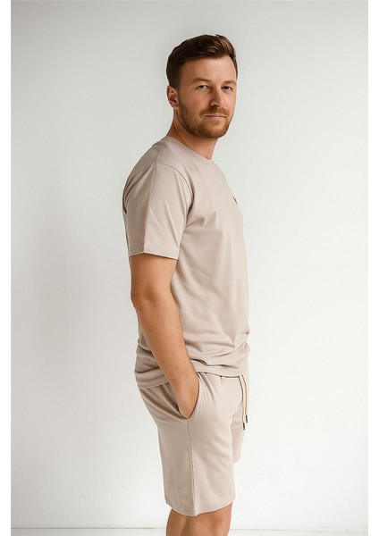 Polo Şortlu Takım Clasic Düz Açık Bej fiyatları