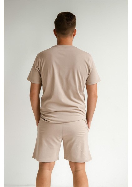 Polo Şortlu Takım Clasic Düz Açık Bej modelleri