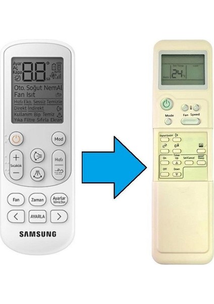 ile Uyumlu Klima Kumandası-Resimde Sağdaki Gönderilir