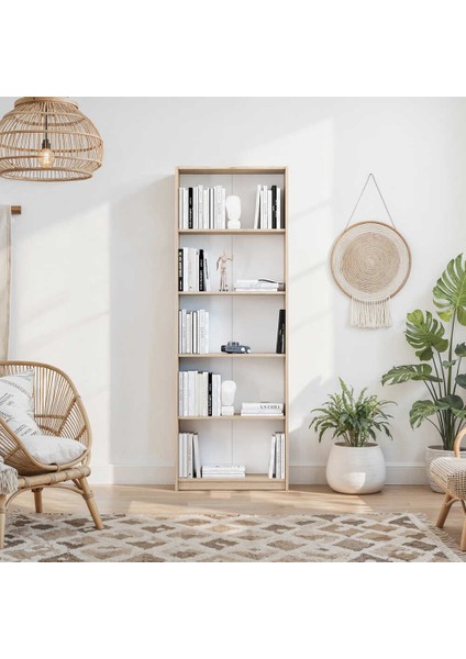 Modern 5 Raflı Kitaplık - Florida Meşe 64X182X26 cm fiyatları