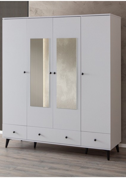 Gardırop, Bianca 4 Kapaklı Aynalı Dolap