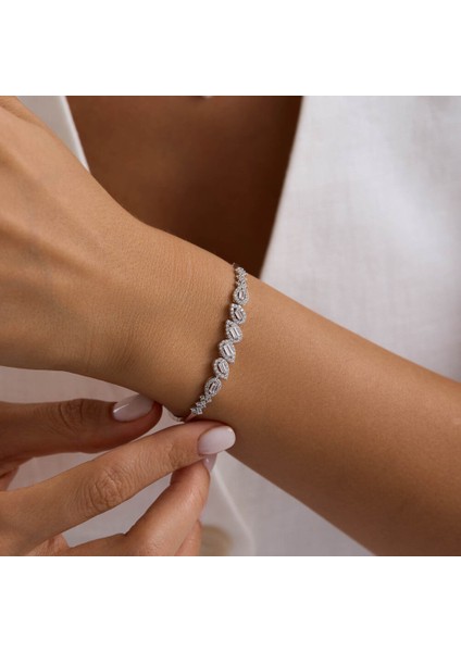 Drop Baguette Beyaz Altın Takı Seti fiyatları