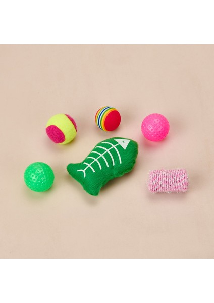 6'lı Kedi Oyuncağı - Renkli