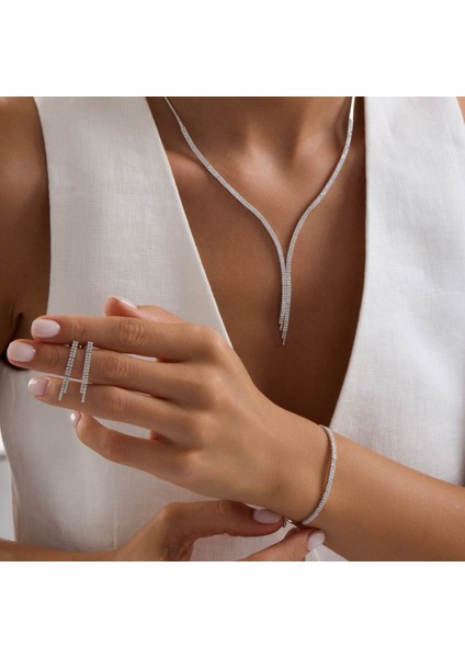 Su Yolu Set Beyaz Altın Iki Sıra