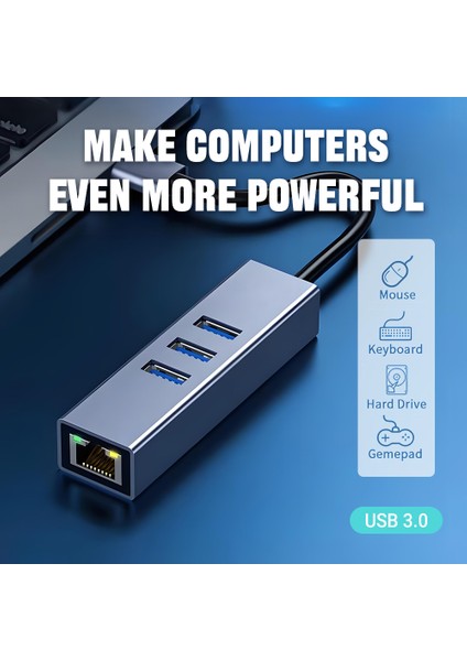 Kompakt USB 3.0 - RJ45 Ethernet Adaptörü 1000MBPS + 3 Bağlantı Noktalı Hub Dizüstü Bilgisayar/masaüstü/buhar Güvertesi Için Çoklu Cihaz Lan Dönüştürücü (Yurt Dışından) fiyatları