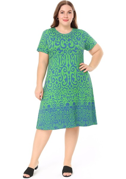 Kadın Büyük Beden Yeşil Viskon Elbise fiyatları