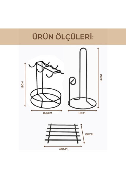 Yakut Metal Tezgah Üstü Mutfak Seti | Tabaklı Fincanlık & Kağıt Havluluk & Nihale fiyatları