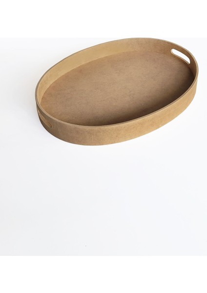 Boyanabilir Oval Mdf Tepsi 45X33 Cm, Kahverengi, Şık ve Kullanışlı Tasarım