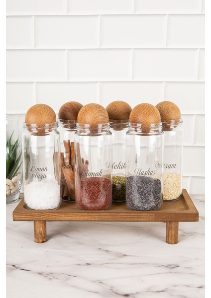 6'lı Ahşap Kapaklı Cam Baharatlık ve Saklama Kavanoz Seti 500 ml fiyatları