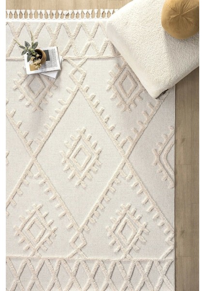 Krem Modern Dokuma Halı Yolluk Antre Oturma Odası Salon Mutfak Halısı