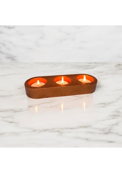 3'lü Modern Tealight Mumluk – El Yapımı Dekoratif Taş Tozu Mumluk Tepsi + 3 Adet Hediye Mum indirimleri