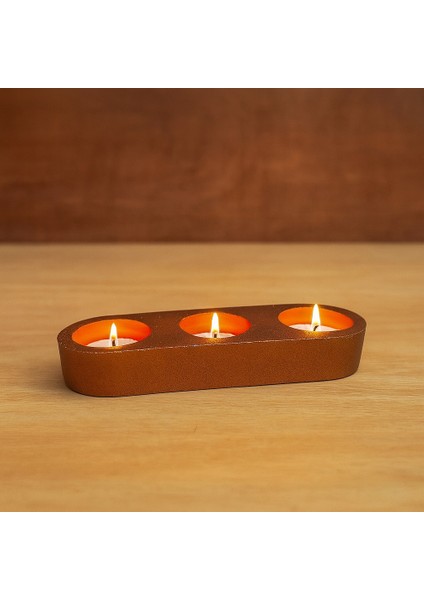 3'lü Modern Tealight Mumluk – El Yapımı Dekoratif Taş Tozu Mumluk Tepsi + 3 Adet Hediye Mum fiyatları