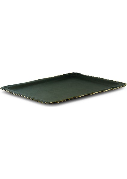 El Yapımı Yeşil Deri Tepsi 32X44 Cm, Şık ve Kullanışlı Dekoratif Ürün