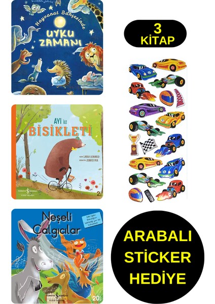 Arabalı Sticker Hediyeli - Okul Öncesi Resimli Kitaplar – Hayvanat Bahçesinde Uyku Zamanı - Neşeli