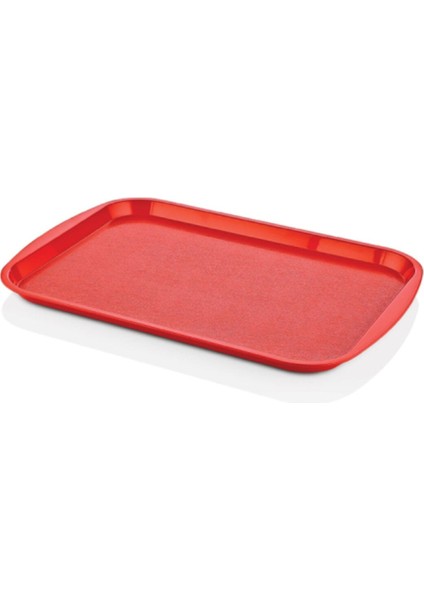 Kırmızı Plastik Servis Tepsi 32X44 Cm, 3'lü Paket